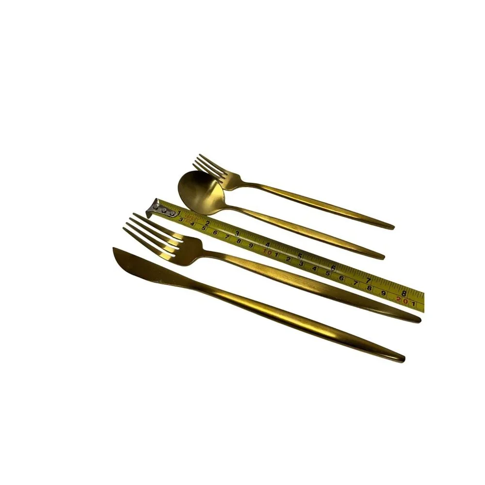 Gold Flatware Cutlery Set Elegant Design Easy Clean 30 pc Modern style READ‎